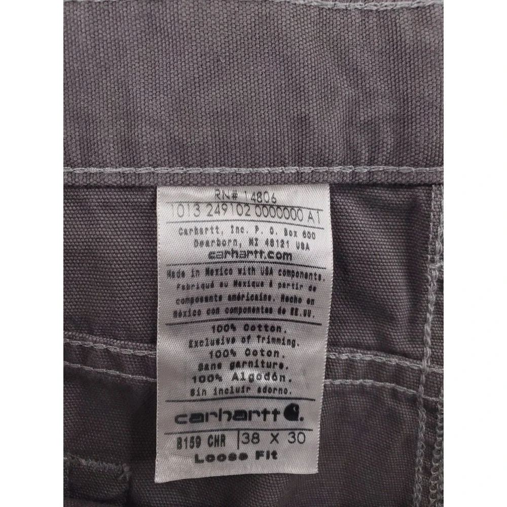 Carhartt Pants Mens 38x30 Gray Utility Carpenter Loose Fit‎ Duck Canvas Workwear